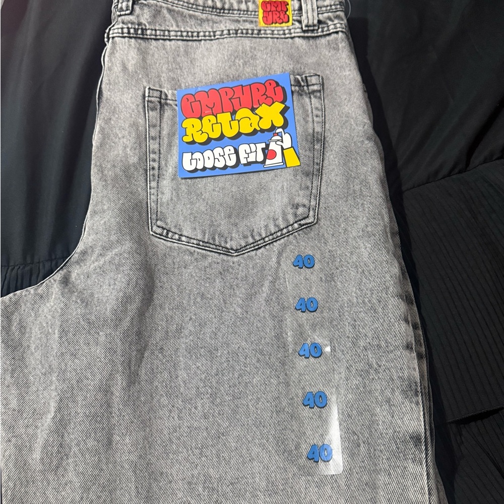 Zumiez Gray Loose Fit Jeans with Graphic Patch